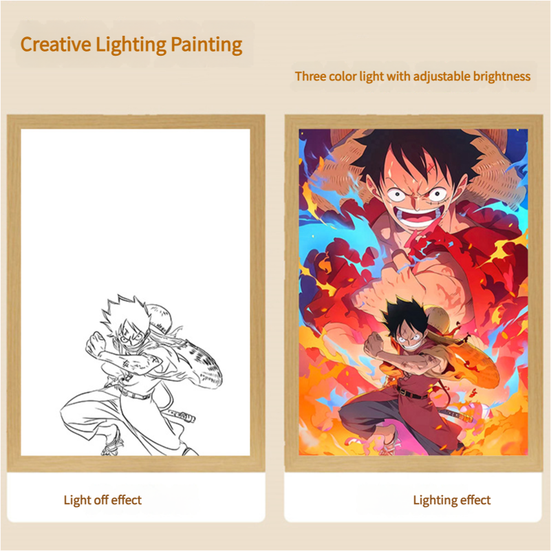 One Piece anime lighting painting decoration bedroom bedside TV cabinet couple gifts creative luminous painting