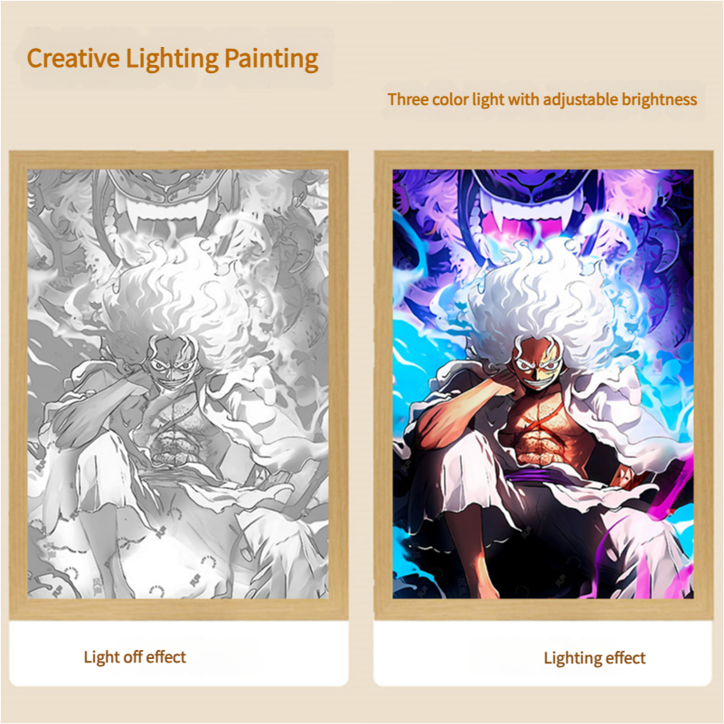 One Piece anime lighting painting decoration bedroom bedside TV cabinet couple gifts creative luminous painting